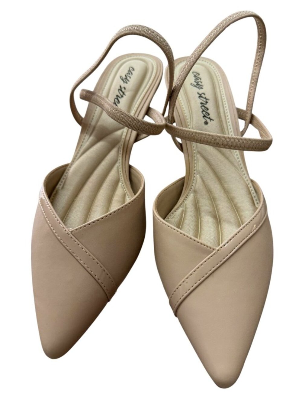 Easy Street Beige Kitten Heel Slingback Shoes 7.5W